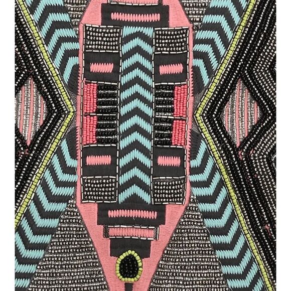 America & Beyond GARGOYLE EMBELLISHED GRAY HAND BEADED TOTE - Picture 5 of 9